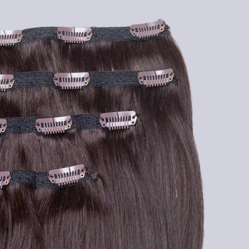 Stranded Human hair lace clip in 20" extensions