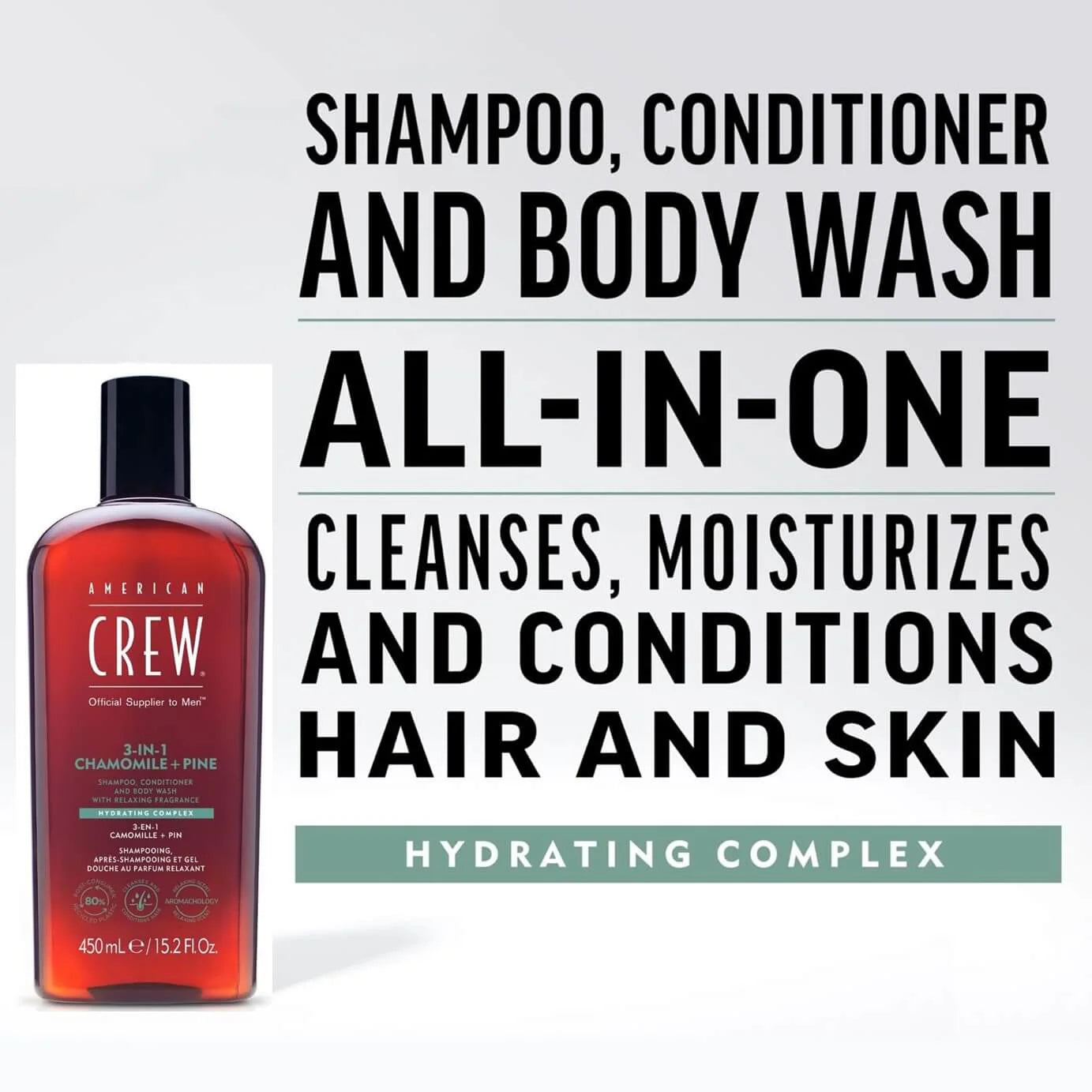 American Crew 3 in 1 Chamomile + Pine Shampoo/Conditioner/Bodywash